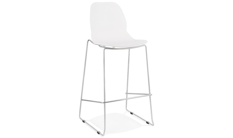 BS02620WHCH 5420072069883 Tabouret de bar design empilable BERLIN blanc avec pied en métal chromé BS02620WHCH 5420072069883 Tabouret de bar design empilable BERLIN blanc avec pied en métal chromé