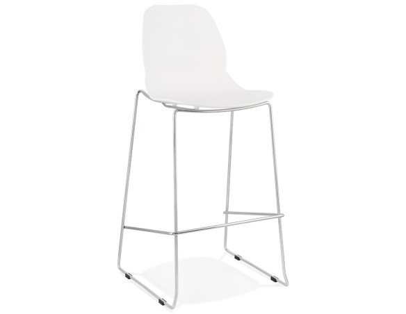 BS02620WHCH 5420072069883 Tabouret de bar design empilable BERLIN blanc avec pied en métal chromé