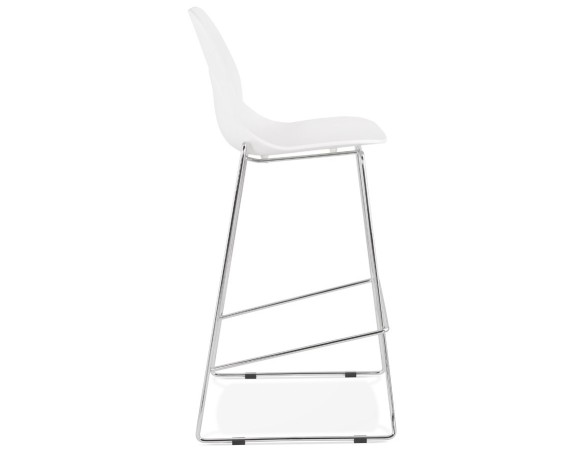 Tabouret de bar design empilable BERLIN blanc avec pied en métal chromé