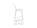 Tabouret de bar design empilable BERLIN blanc avec pied en métal chromé
