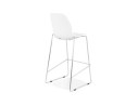 Tabouret de bar design empilable BERLIN blanc avec pied en métal chromé