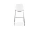 Tabouret de bar design empilable BERLIN blanc avec pied en métal chromé
