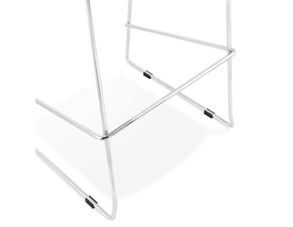 Tabouret de bar design empilable BERLIN blanc avec pied en métal chromé