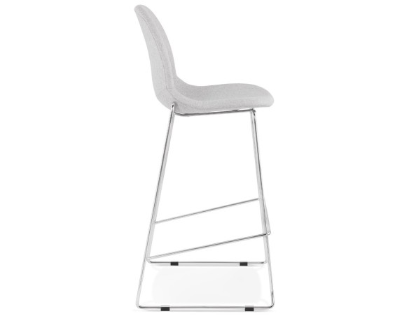 Tabouret de bar empilable FAKIR en tissu gris clair et pied en métal chromé