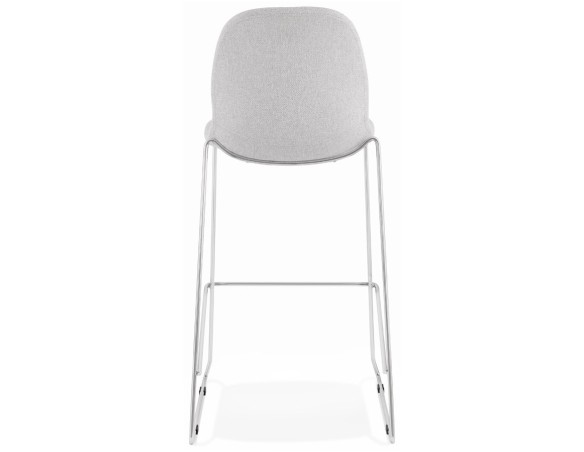 Tabouret de bar empilable FAKIR en tissu gris clair et pied en métal chromé