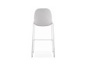 Tabouret de bar empilable FAKIR en tissu gris clair et pied en métal chromé