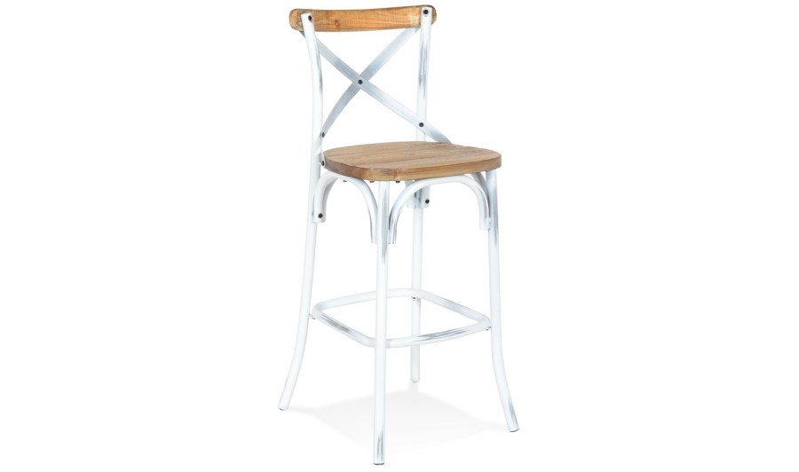 BS04890WAWH 5404028305140 Tabouret de bar COTTAGE en bois finition Noyer effet vieilli