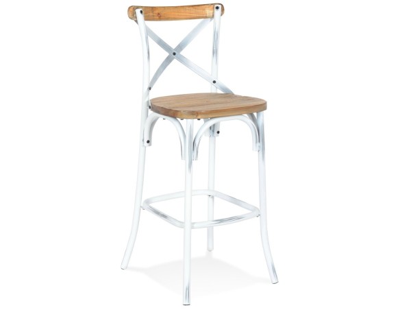 BS04890WAWH 5404028305140 Tabouret de bar COTTAGE en bois finition Noyer effet vieilli