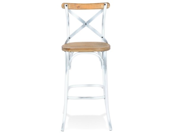Tabouret de bar COTTAGE en bois finition Noyer effet vieilli