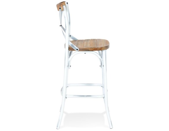 Tabouret de bar COTTAGE en bois finition Noyer effet vieilli