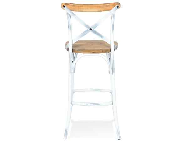 Tabouret de bar COTTAGE en bois finition Noyer effet vieilli