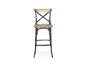 Tabouret de bar COTTAGE en bois finition Noyer effet vieilli noir