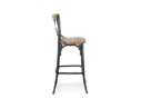 Tabouret de bar COTTAGE en bois finition Noyer effet vieilli noir