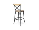 Tabouret de bar COTTAGE en bois finition Noyer effet vieilli noir