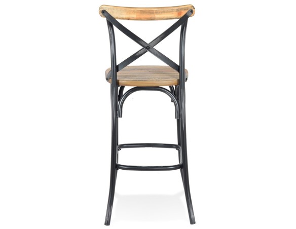 Tabouret de bar COTTAGE en bois finition Noyer effet vieilli noir
