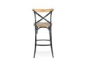 Tabouret de bar COTTAGE en bois finition Noyer effet vieilli noir