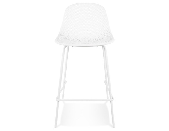 Tabouret snack mi-hauteur perforé LOKI MINI blanc intérieur / extérieur