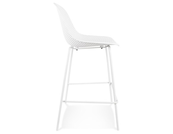 Tabouret snack mi-hauteur perforé LOKI MINI blanc intérieur / extérieur