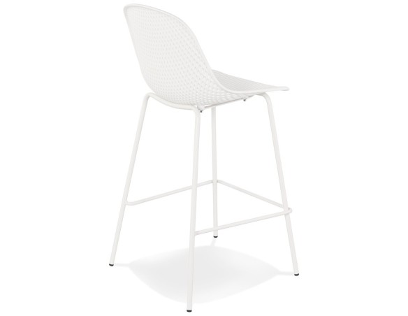 Tabouret snack mi-hauteur perforé LOKI MINI blanc intérieur / extérieur