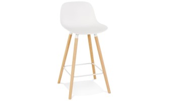 TB00190CH 5404028313961 Tabouret snack mi-hauteur TATSU MINI blanc avec pieds en bois naturel