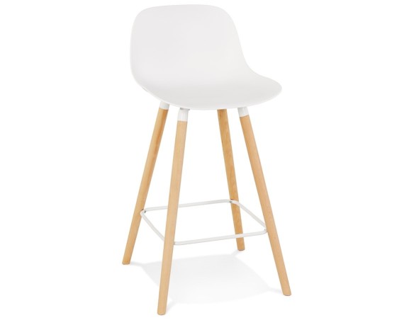 TB00190CH 5404028313961 Tabouret snack mi-hauteur TATSU MINI blanc avec pieds en bois naturel