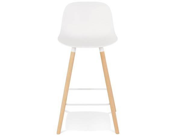 Tabouret snack mi-hauteur TATSU MINI blanc avec pieds en bois naturel