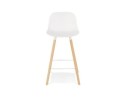 Tabouret snack mi-hauteur TATSU MINI blanc avec pieds en bois naturel