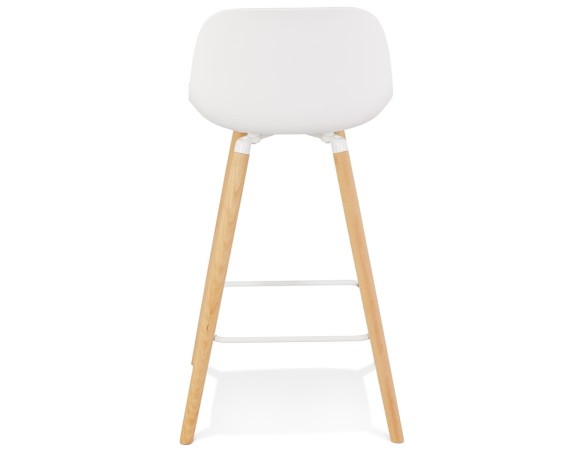 Tabouret snack mi-hauteur TATSU MINI blanc avec pieds en bois naturel