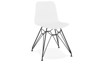 TB01230BL 5420072055671 Chaise design GAUDY blanche style industriel avec pied en métal noir