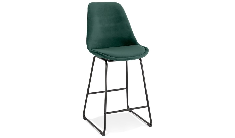BS04380GEBL 5404028301364 Tabouret snack mi-hauteur BULLY MINI en velours vert et pieds en métal noir
