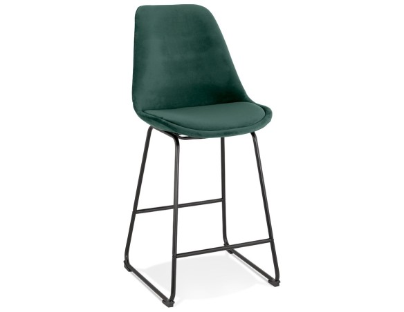 BS04380GEBL 5404028301364 Tabouret snack mi-hauteur BULLY MINI en velours vert et pieds en métal noir