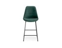 Tabouret snack mi-hauteur BULLY MINI en velours vert et pieds en métal noir
