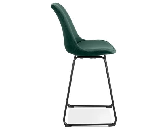 Tabouret snack mi-hauteur BULLY MINI en velours vert et pieds en métal noir
