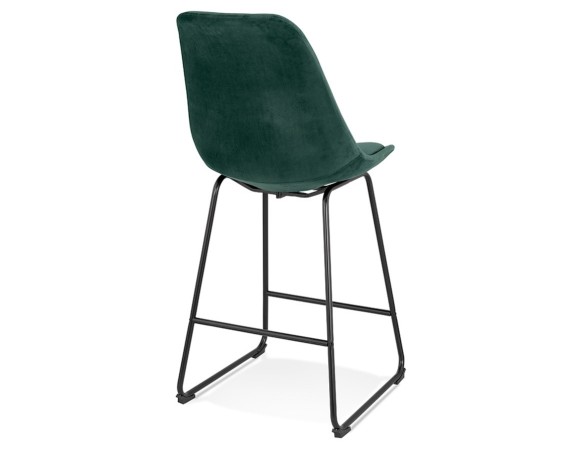 Tabouret snack mi-hauteur BULLY MINI en velours vert et pieds en métal noir
