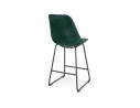 Tabouret snack mi-hauteur BULLY MINI en velours vert et pieds en métal noir