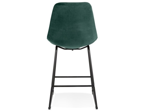 Tabouret snack mi-hauteur BULLY MINI en velours vert et pieds en métal noir