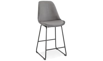 BS04390GRBL 5404028301388 Tabouret snack mi-hauteur BULLY MINI en velours gris et pieds en métal noir