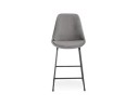 Tabouret snack mi-hauteur BULLY MINI en velours gris et pieds en métal noir