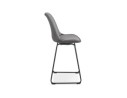 Tabouret snack mi-hauteur BULLY MINI en velours gris et pieds en métal noir