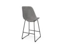 Tabouret snack mi-hauteur BULLY MINI en velours gris et pieds en métal noir