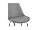 Tabouret snack mi-hauteur BULLY MINI en velours gris et pieds en métal noir