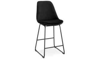BS04400BLBL 5404028301401 Tabouret snack mi-hauteur BULLY MINI en velours noir et pieds en métal noir