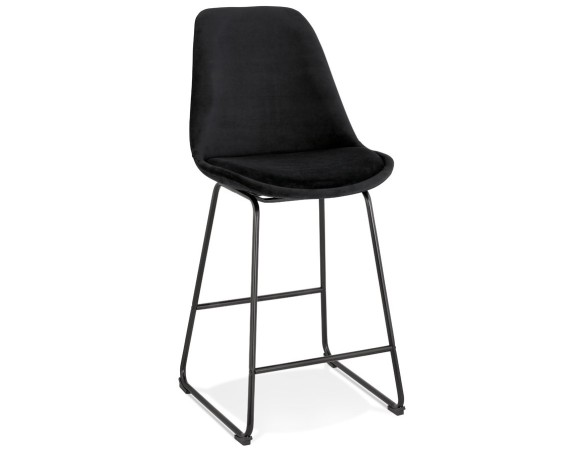 BS04400BLBL 5404028301401 Tabouret snack mi-hauteur BULLY MINI en velours noir et pieds en métal noir