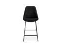 Tabouret snack mi-hauteur BULLY MINI en velours noir et pieds en métal noir