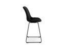Tabouret snack mi-hauteur BULLY MINI en velours noir et pieds en métal noir
