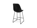 Tabouret snack mi-hauteur BULLY MINI en velours noir et pieds en métal noir