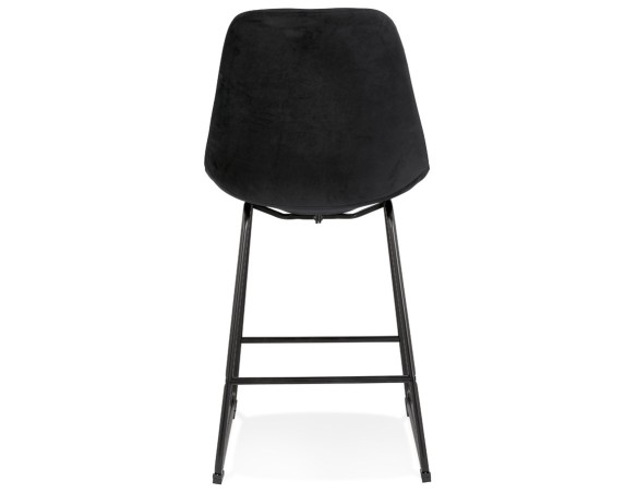Tabouret snack mi-hauteur BULLY MINI en velours noir et pieds en métal noir