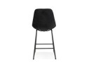 Tabouret snack mi-hauteur BULLY MINI en velours noir et pieds en métal noir