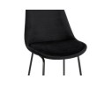 Tabouret snack mi-hauteur BULLY MINI en velours noir et pieds en métal noir