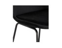 Tabouret snack mi-hauteur BULLY MINI en velours noir et pieds en métal noir
